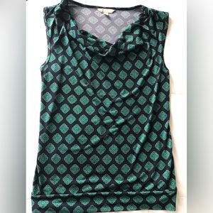 Navy blue with green print sleeveless top